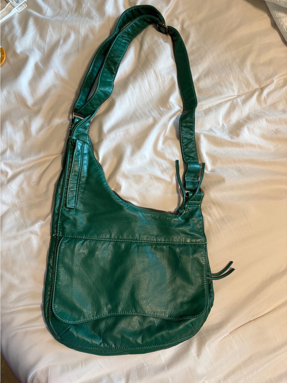 Emerald Green Faux Leather Slouchy Hobo Shoulder Bag